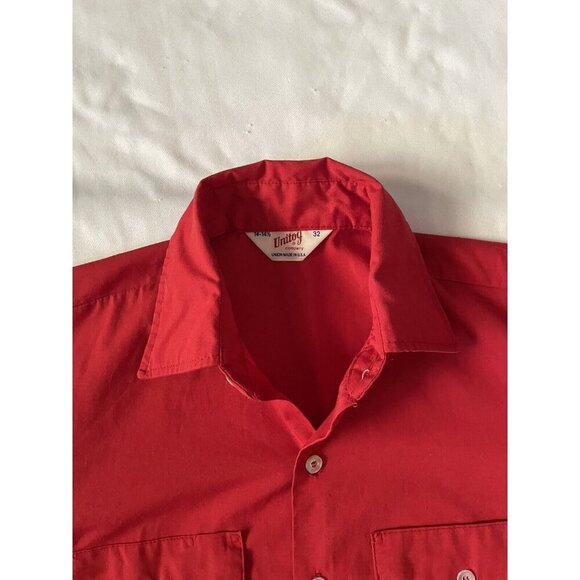 Vintage Red Unitog Mens Long-Sleeve Button-Up Shirt Size 14-14.5 Union Made In U - Picture 5 of 7